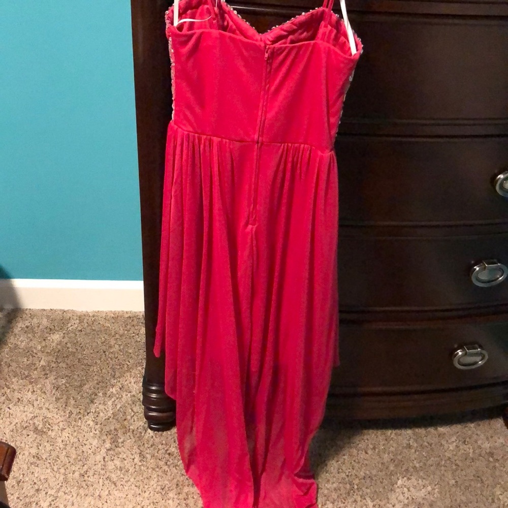 Pink Sequined High-Low Dress - Picture 2 of 4